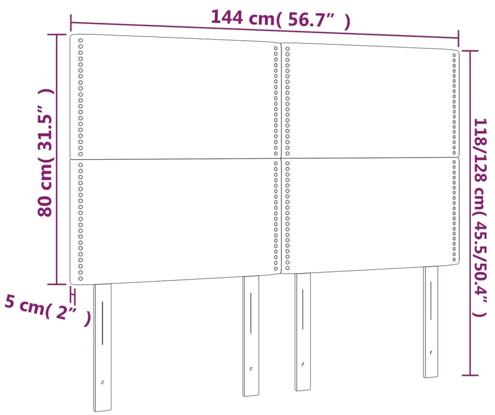 Cabeceira cama c/ luzes LED veludo 144x5x118/128cm cinza-claro