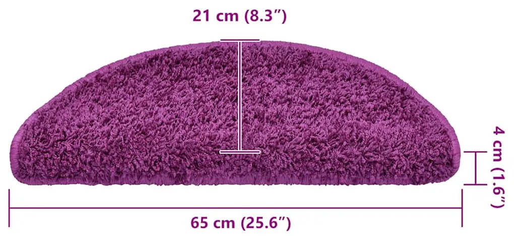 Tapetes de escada 20 pcs 65x21x4 cm violeta