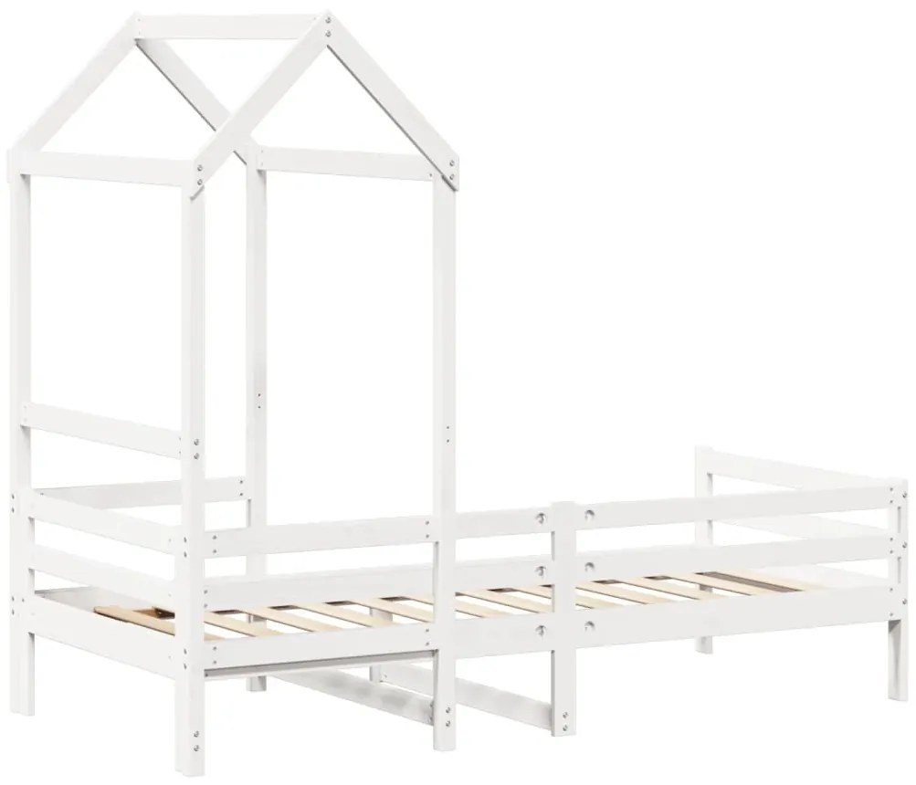 Sofá-cama com telhado 90x200 cm madeira de pinho maciça branco