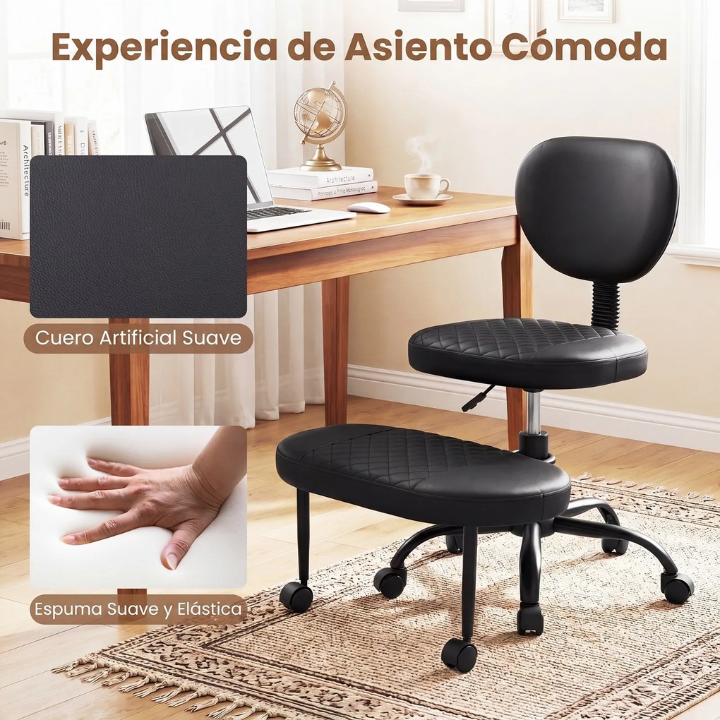 Cadeira de Meditação Ergonómica, 88 x 64 x 78-90 cm, Apoio de Pés Giratório, Preto