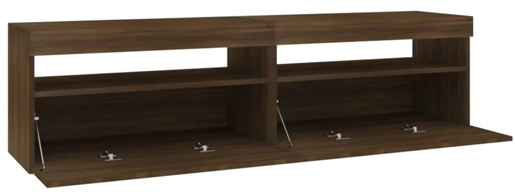 Móvel de TV com luzes LED 2 pcs 75x35x40 cm carvalho castanho