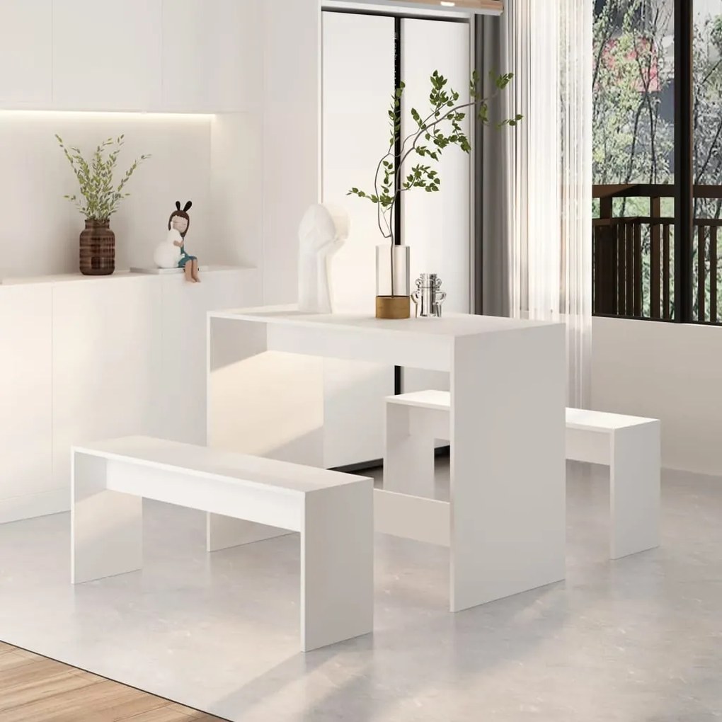 3 pcs conjunto de jantar derivados de madeira branco