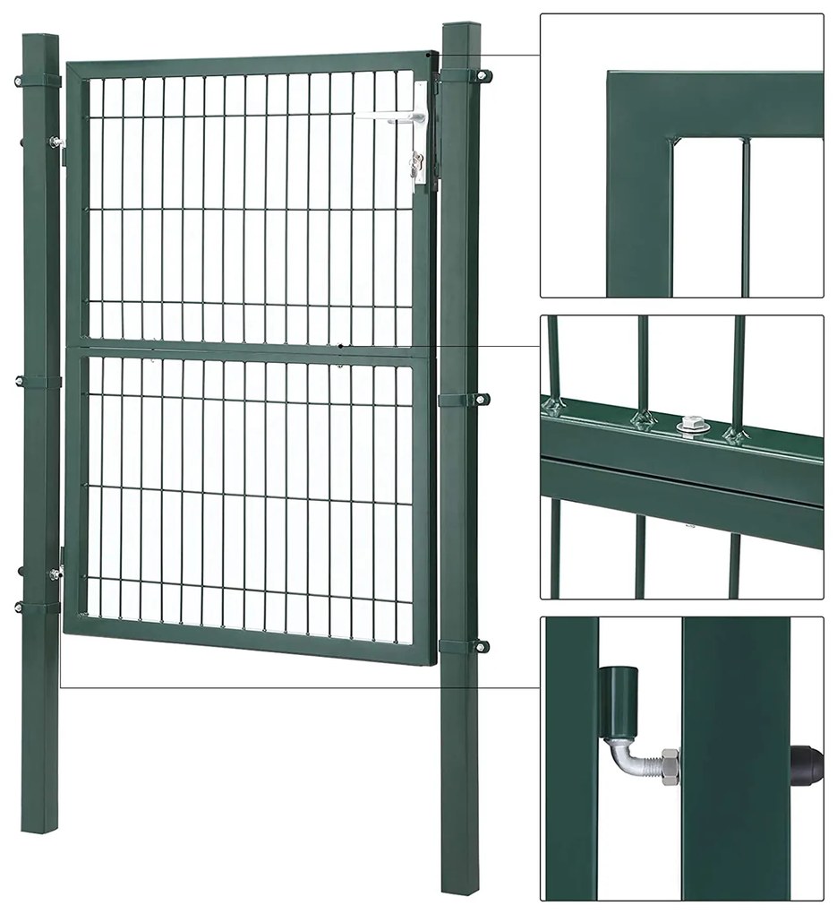 Portão de jardim 106 x 125 cm (C x A) em aço galvanizado Verde