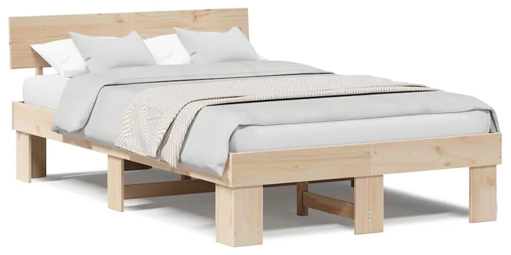 Estrutura da Cama com cabeceira Castanho 140 x 190 cm