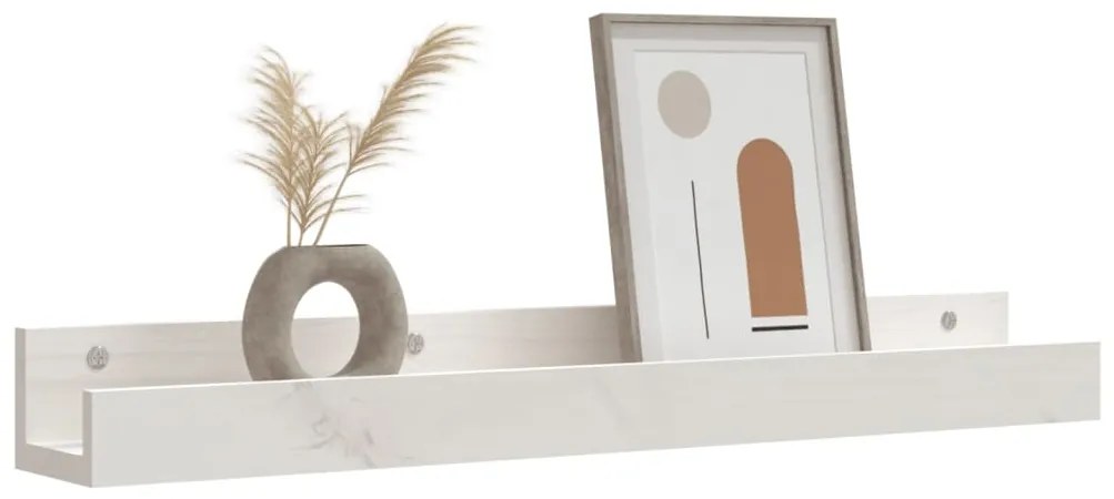 Prateleiras de parede 2 pcs 80x12x9 cm pinho maciço branco