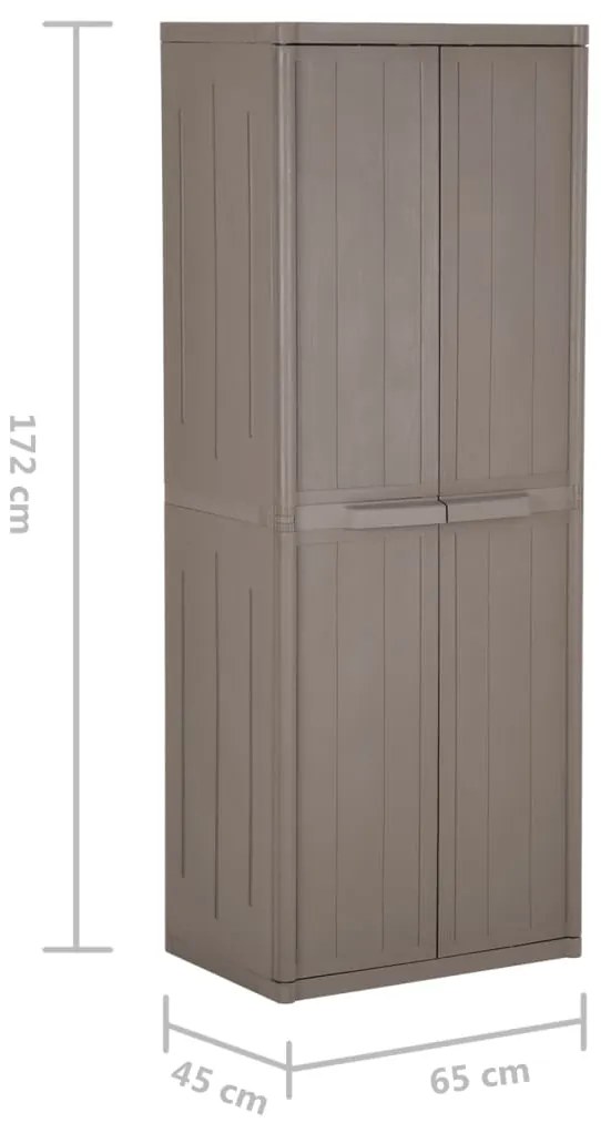 Móvel arrumação jardim 65x45x172 cm PP aspeto madeira castanho