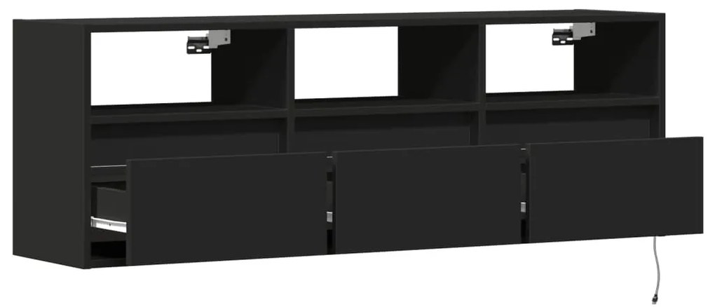 Móvel de parede para TV com luzes LED 130x31x45 cm preto