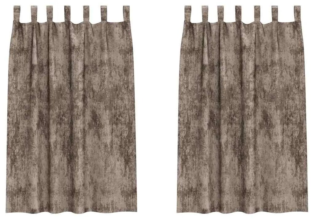 Cortinas de Veludo 2 peças com Ilhós Cappuccino 175x140 cm