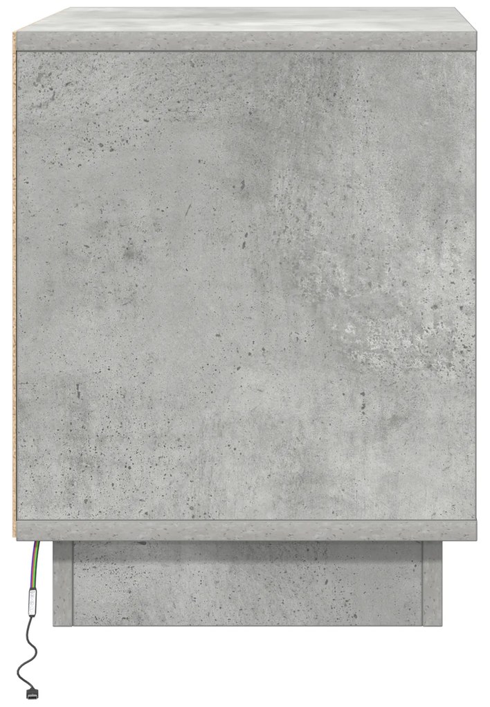 Criado-mudo com Luzes LED Cinza Betão 44x34,5x45 cm