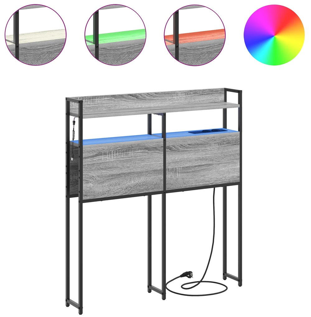 Cabeceira de armazenamento Cinza sonoma 80 cm