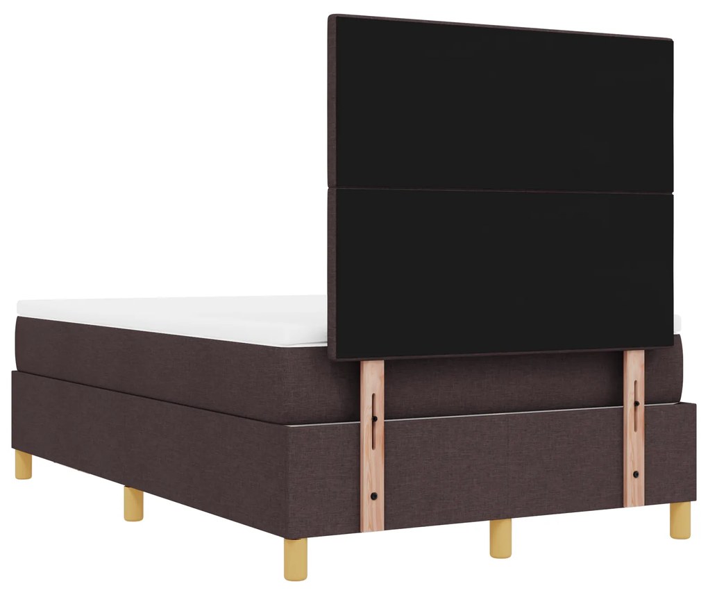 Cama Box Spring com Colchão e Banco Marrom Escuro 120x190 cm Tecido