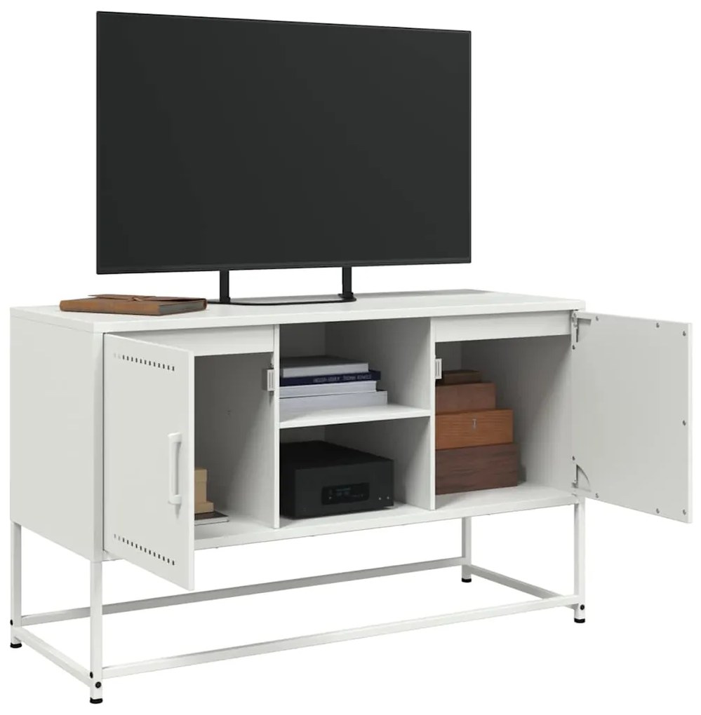 Móvel de TV 100,5x39x60,5 cm aço branco