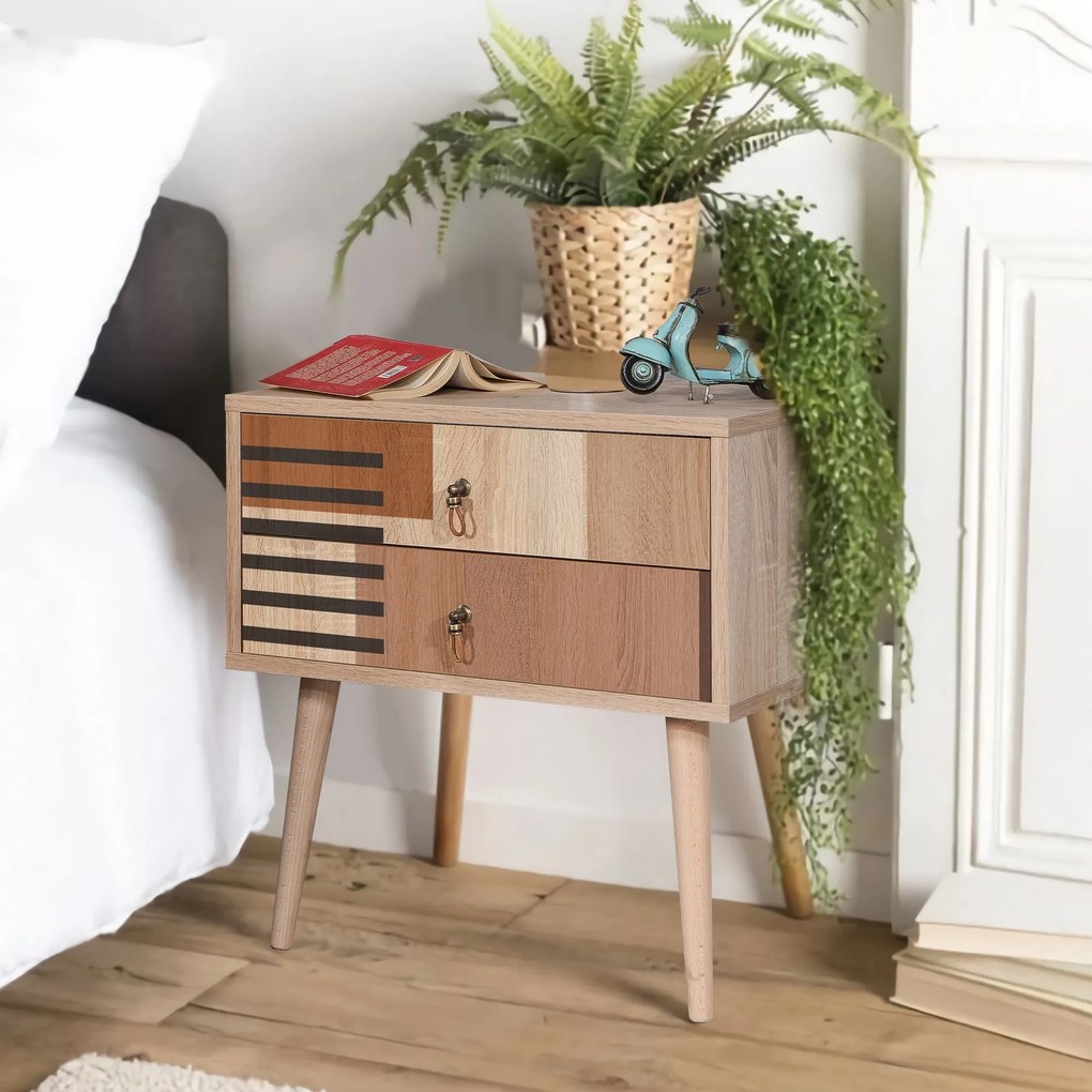 Mesa de Cabeceira City Two – Multicolor – 60x61x40 cm
