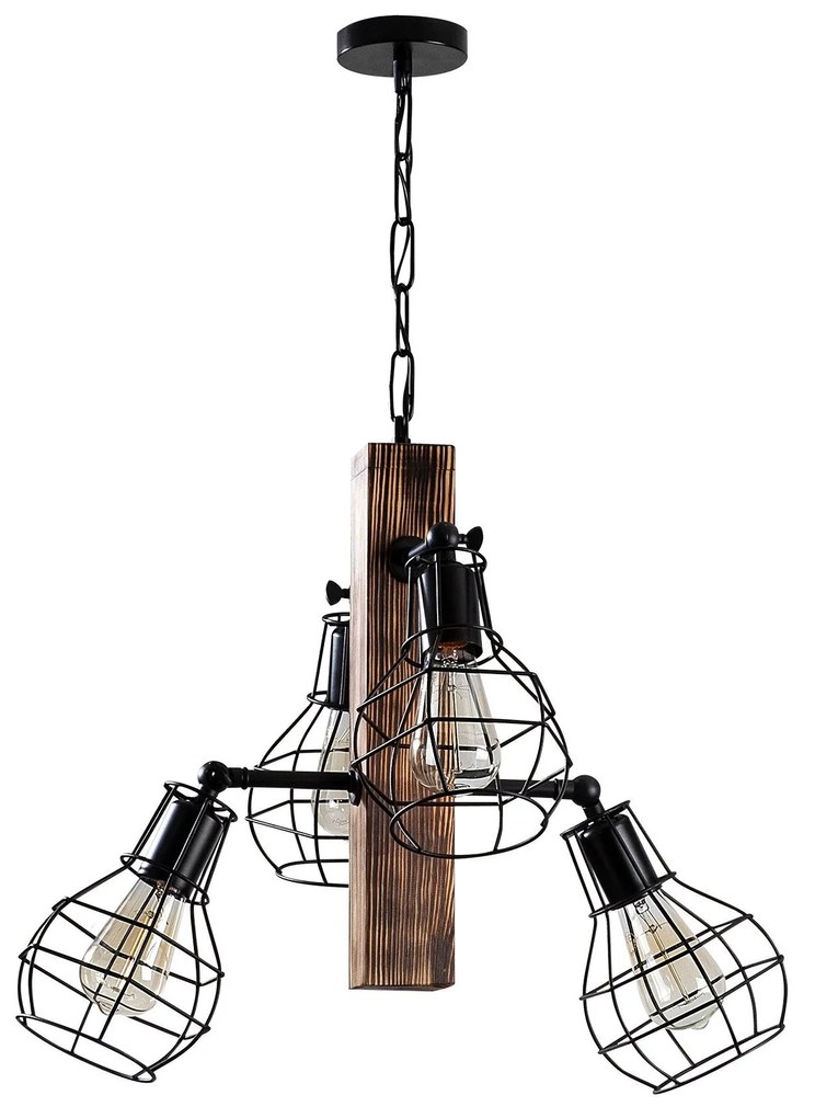 Candeeiro Chandelier Erebos – Preto em Madeira – 42 x 42 cm