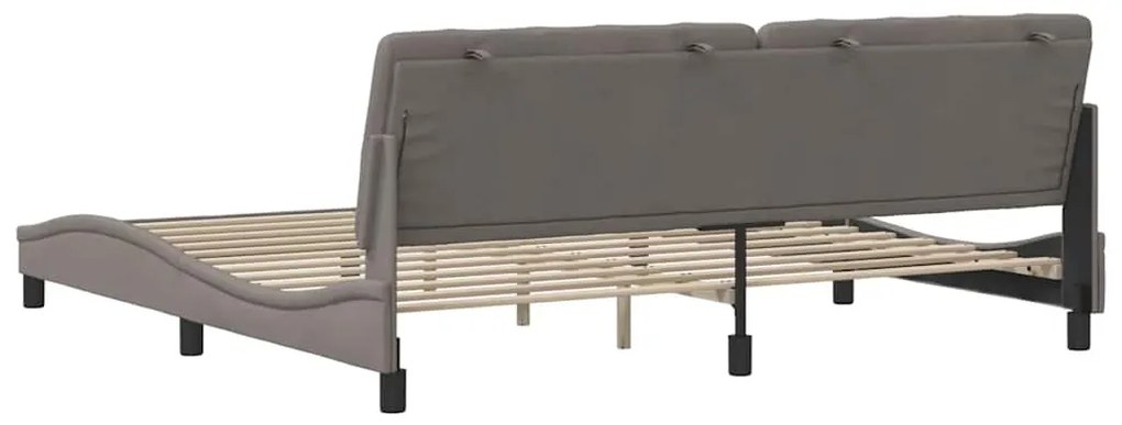 Cama sem colchão 200x200 cm tecido cinzento-acastanhado