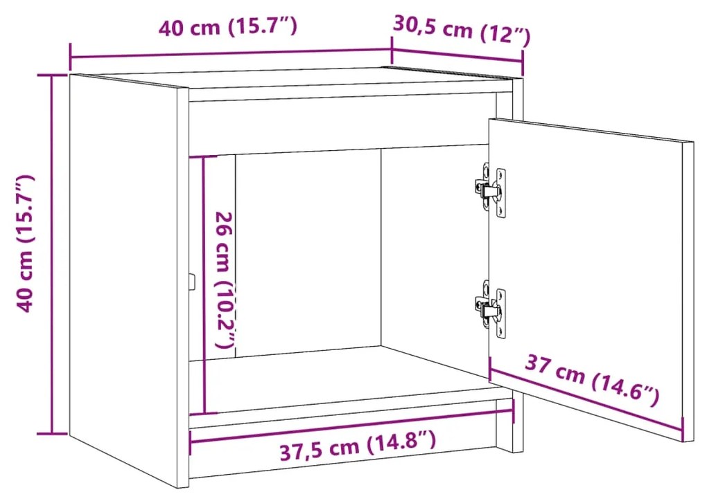 Mesa de cabeceira 40x30,5x40 cm pinho maciço castanho mel