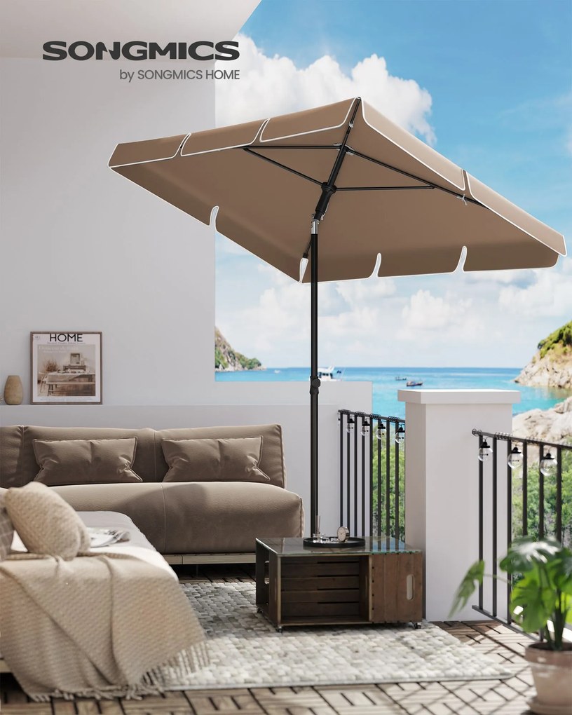Guarda-sol 200 x 125 cm dobrável e ajustável em altura castanho 