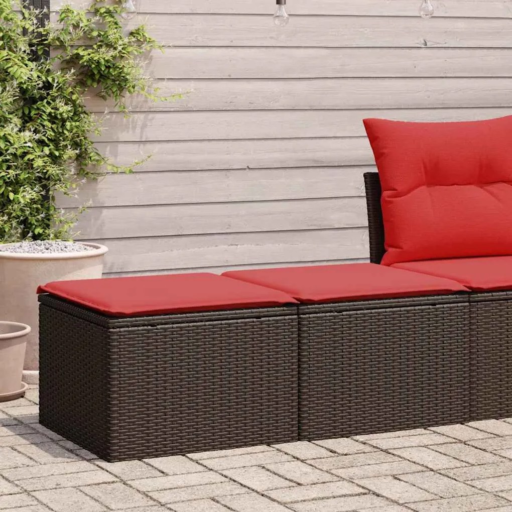2 pcs conj. sofás jardim c/ almofadões vime PE/acácia castanho