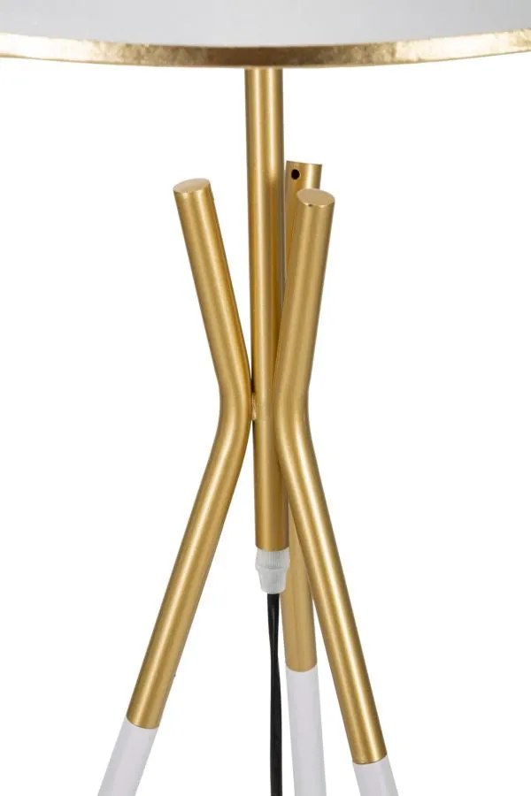 Candeeiro de Pé "Triply" — Ø 61x154 cm — Ferro Branco e Dourado com Ab