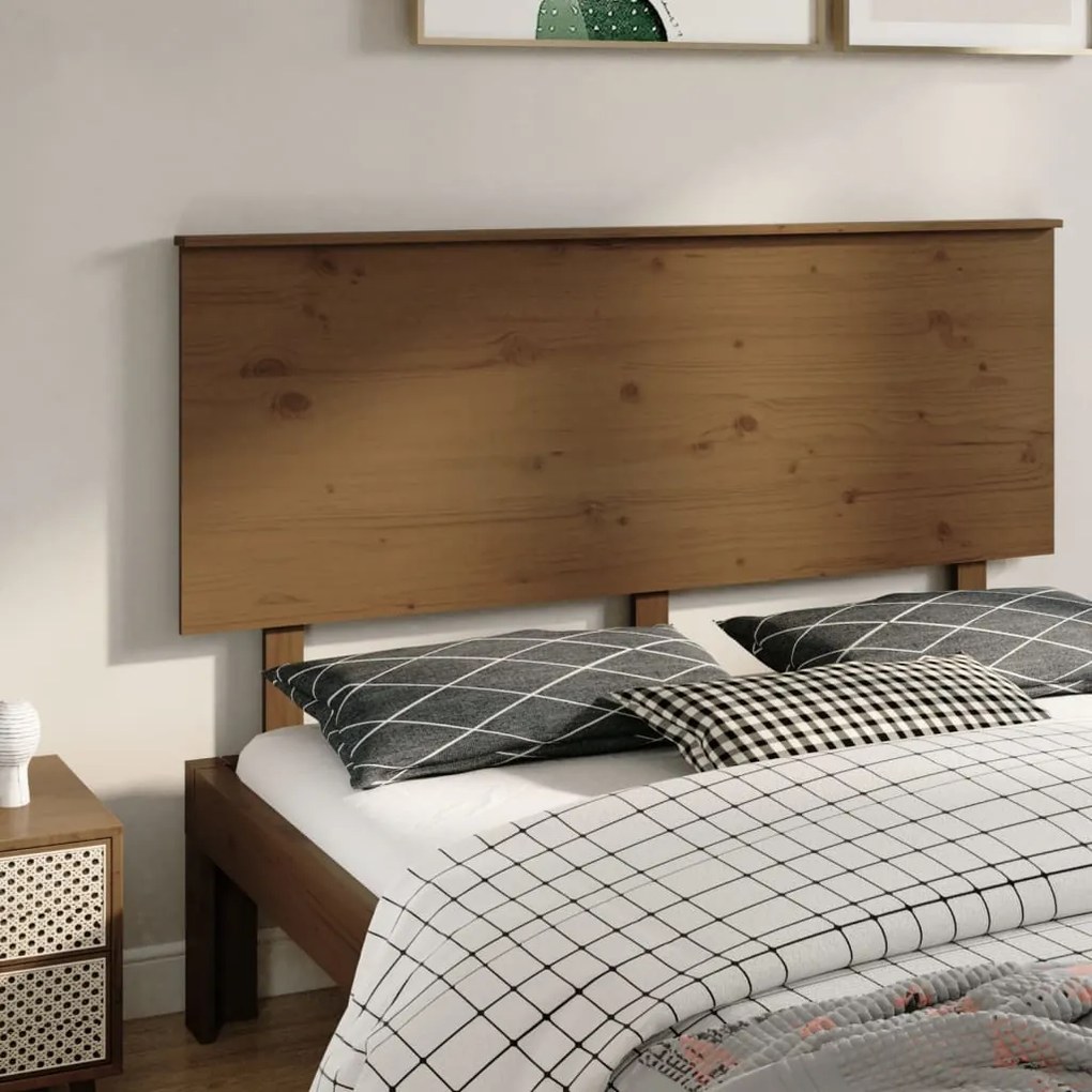 vidaXL Cabeceira de cama 154x6x82,5 cm pinho maciço castanho mel