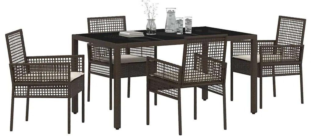 Conjunto de Jantar para Jardim 5 pcs Castanho 150 x 90 x 75 cm