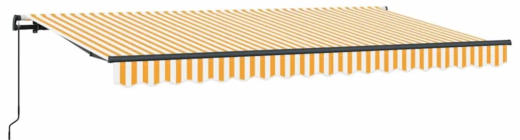 Toldo Retrátil Manual Amarelo e Laranja e Branco