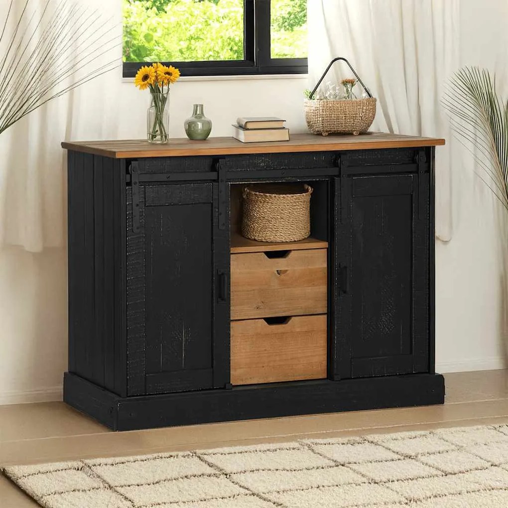 Aparador HALDEN 2 portas de correr 112x40x80 cm Madeira maciça