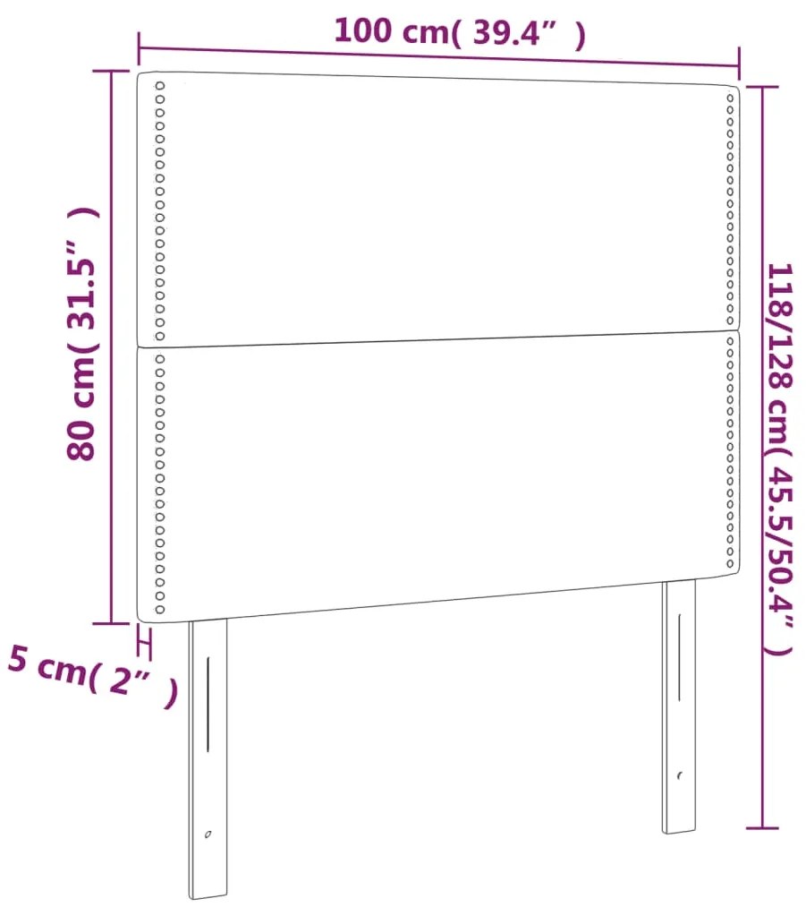 Cabeceira de cama 2 pcs couro artificial 100x5x78/88 cm branco