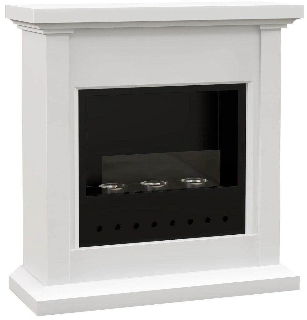 HOMCOM Lareira de Bioetanol com Depósito de 1,2L Tempo de Combustão 3H para Interiores 16-18 m² 63,5x24x66 cm Branc