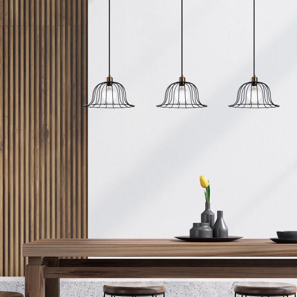 Candeeiro Chandelier Boey – Preto Antigo – 147 x 35 x 31-121 cm