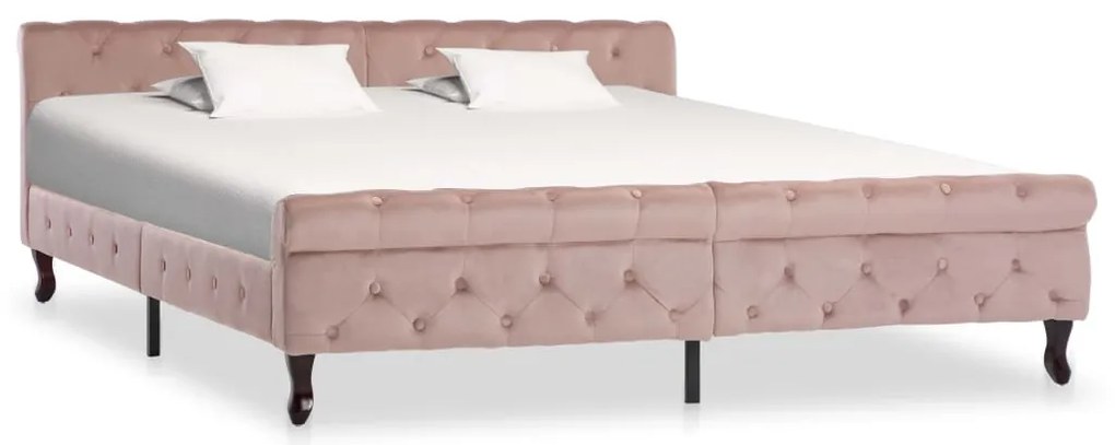 Estrutura de cama 180x200 cm veludo cor-de-rosa