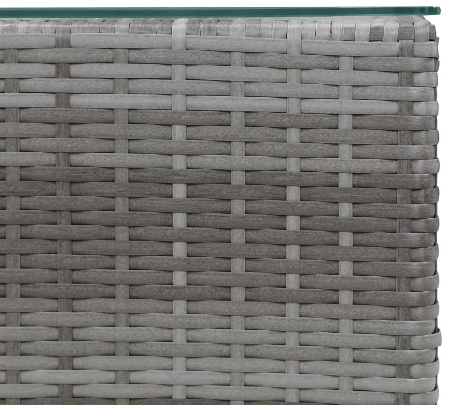 Mesas de apoio com tampo de vidro 3 pcs vime PE cinzento
