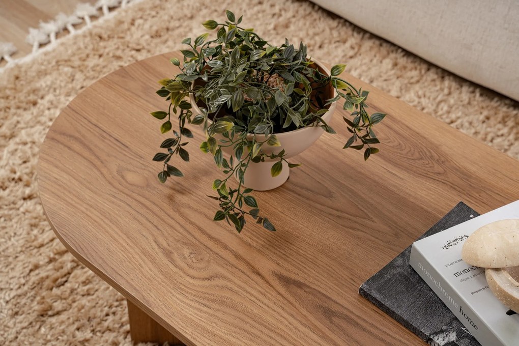 Mesa de Café Oval - Cor Lute - 120x60x40cm