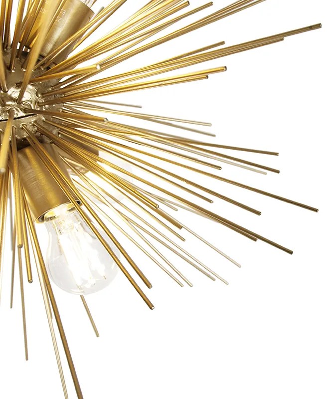 Candeeiro de suspensão Art Déco dourado 6 luzes - Broom Moderno