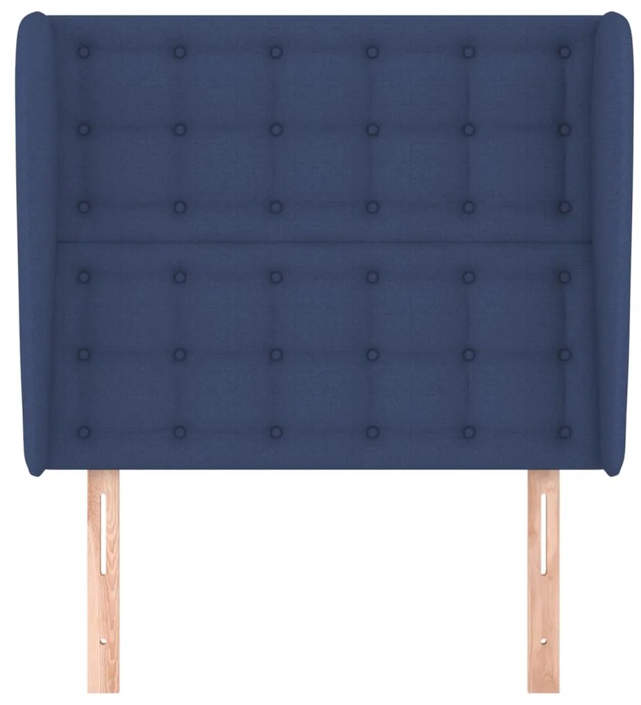 Cabeceira de cama c/ abas tecido 103x23x118/128 cm azul