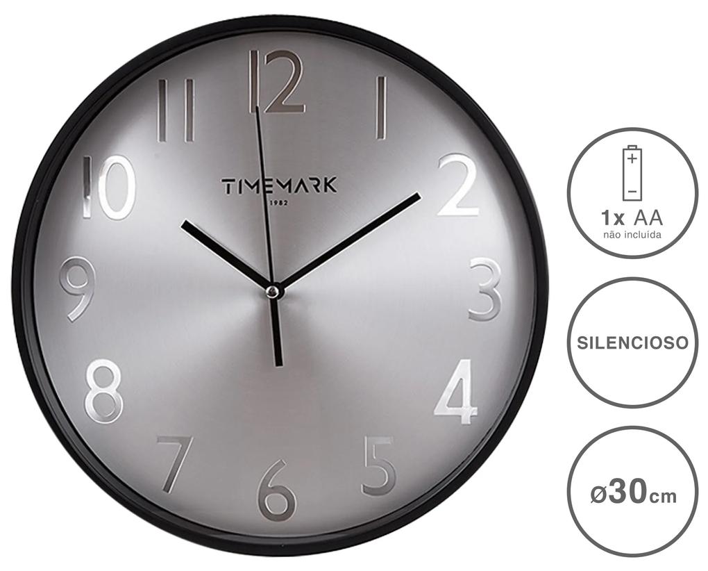 Relógio Parede Timemark Metal Preto 30cm