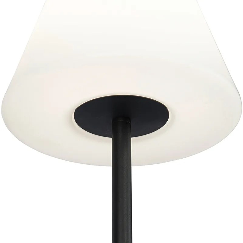 Candeeiro de pé exterior preto com abajur branco IP65 25 cm - Virginia