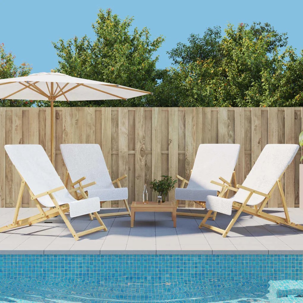 3157050 vidaXL Toalhas de praia 4 pcs 60x135 cm tecido 400 GSM branco