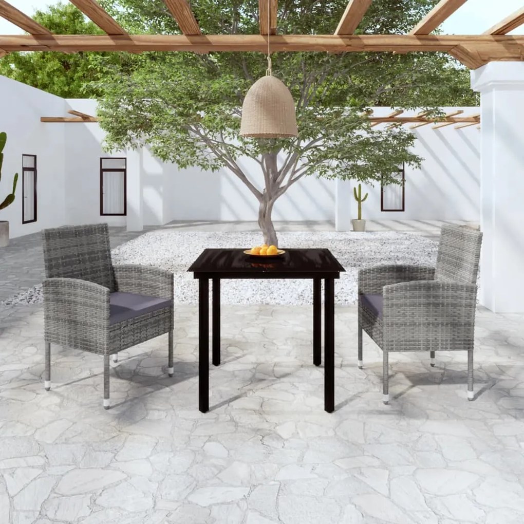 vidaXL 3 pcs conjunto de jantar para jardim antracite