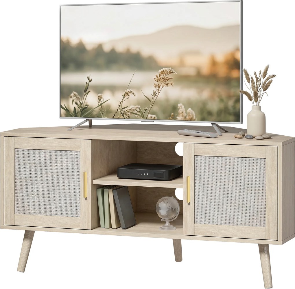 Móvel TV de Canto, 115 x 54,2 x 56,2 cm, Para Televisores até 65 Polegadas, Cor Carvalho