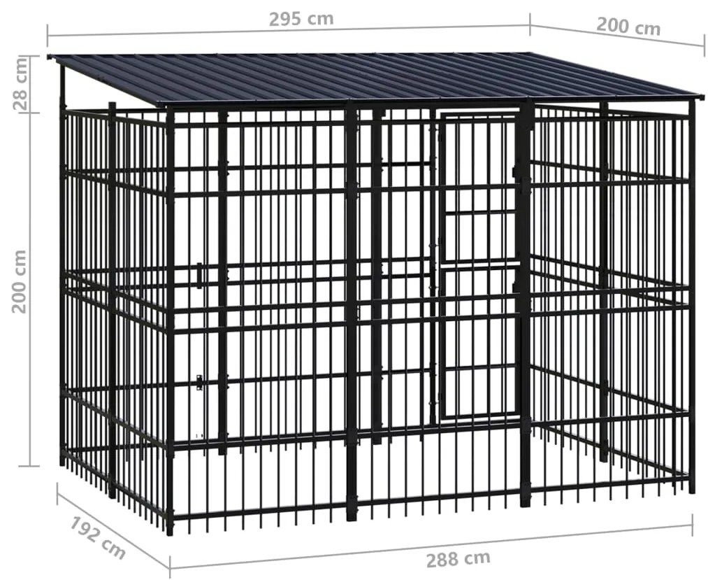 Canil de exterior com telhado 5,53 m² aço