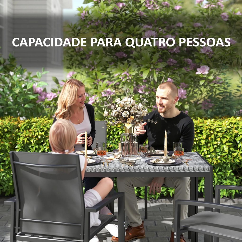 Mesa de Refeição para Jardim em Vime Sintético Mesa de Exterior com Es