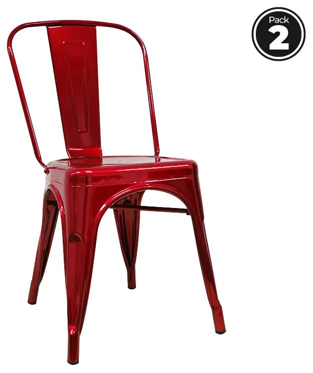 Pack 2 Cadeiras Torix Metalizadas - Vermelho metalizado