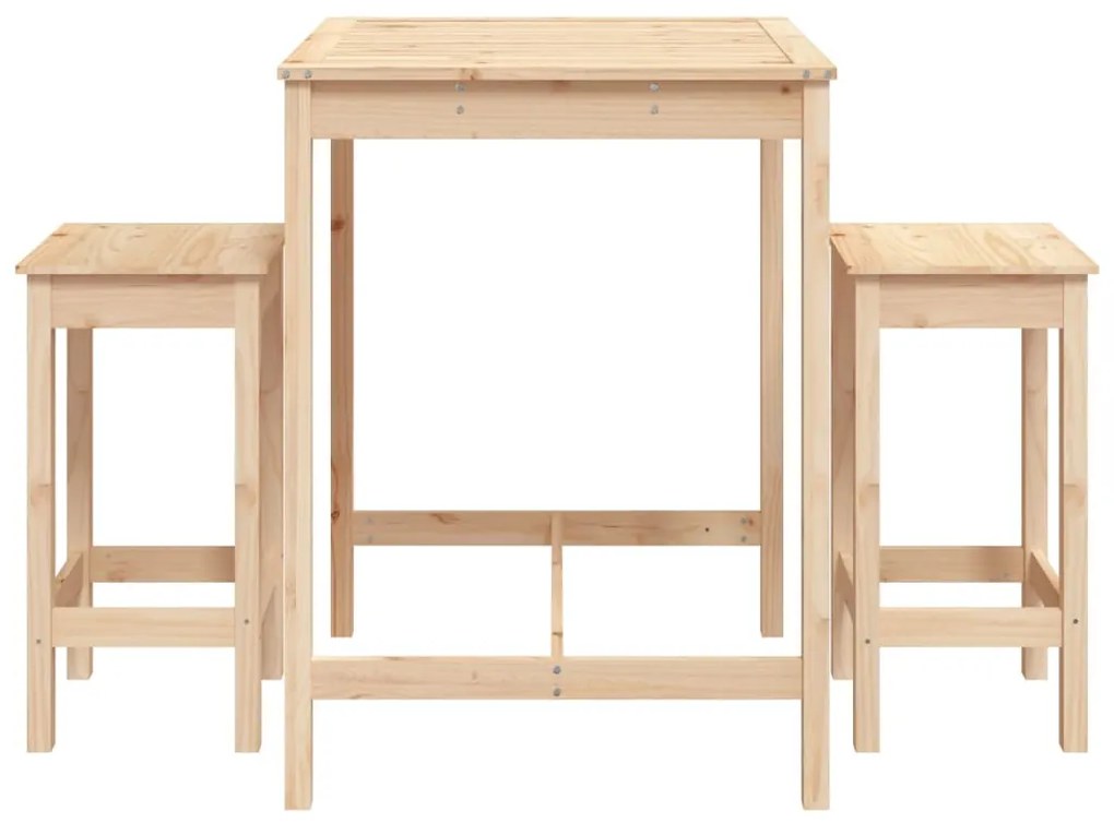 3 pcs conjunto de bar para jardim madeira de pinho maciça