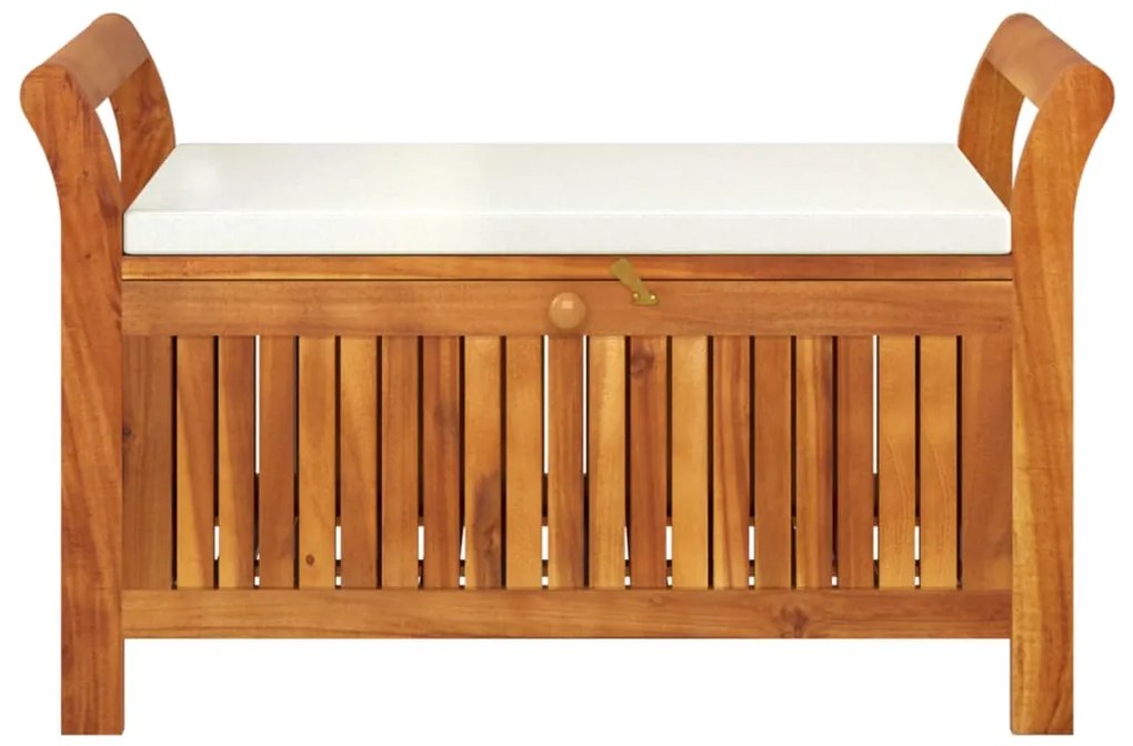 Banco de arrumação p/ jardim c/ almofadão 91 cm acácia maciça