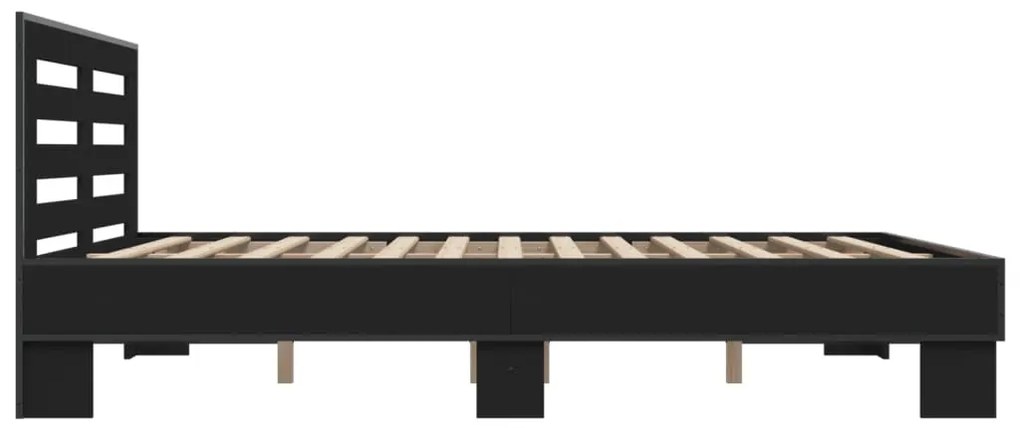 Estrutura de cama 150x200 cm derivados de madeira/metal preto