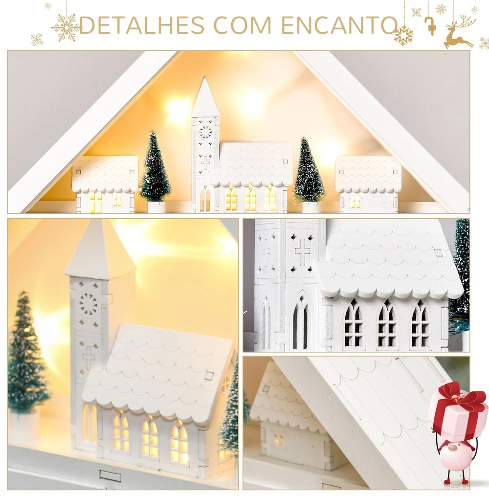 HOMCOM Calendário de Advento de Natal Madeira com 24 Gavetas e Luzes L