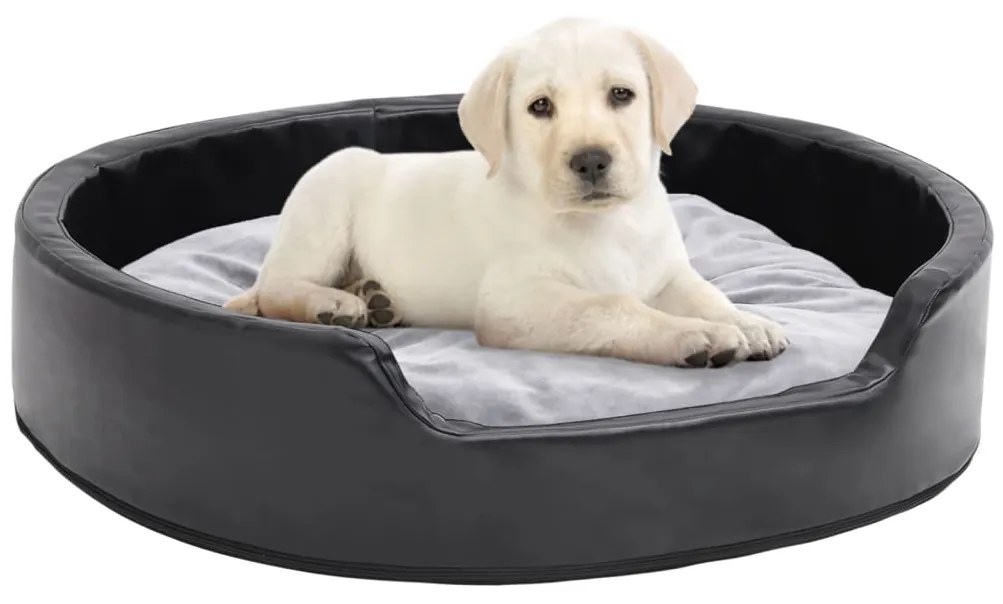 vidaXL Ninho p/ cães 79x70x19cm pelúcia/couro artificial preto e cinza