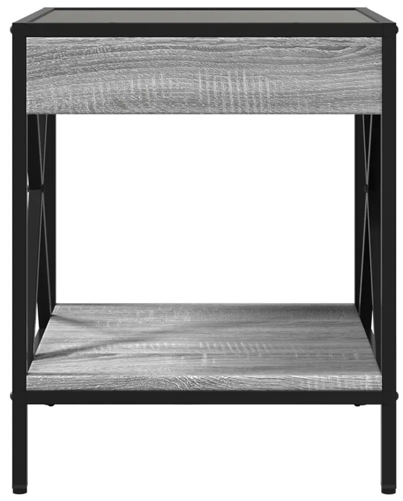 Mesa de cabeceira c/ LED Infinity 40x40x49 cm cinzento sonoma