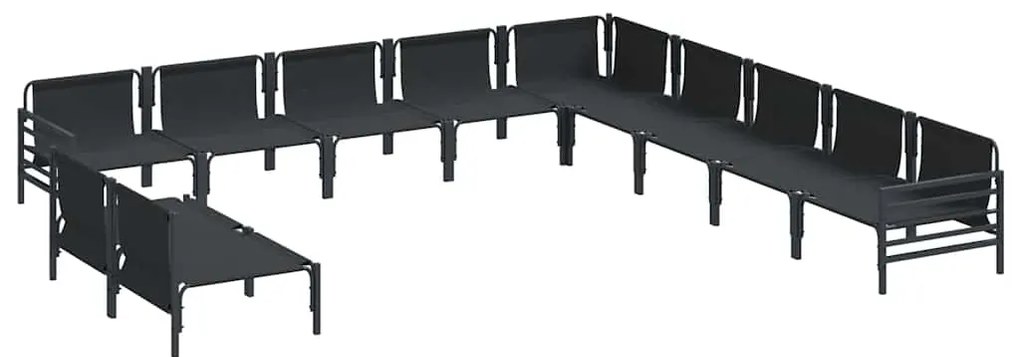 Conjunto de Sofá de Jardim 11 pcs Cinzento-escuro Aço